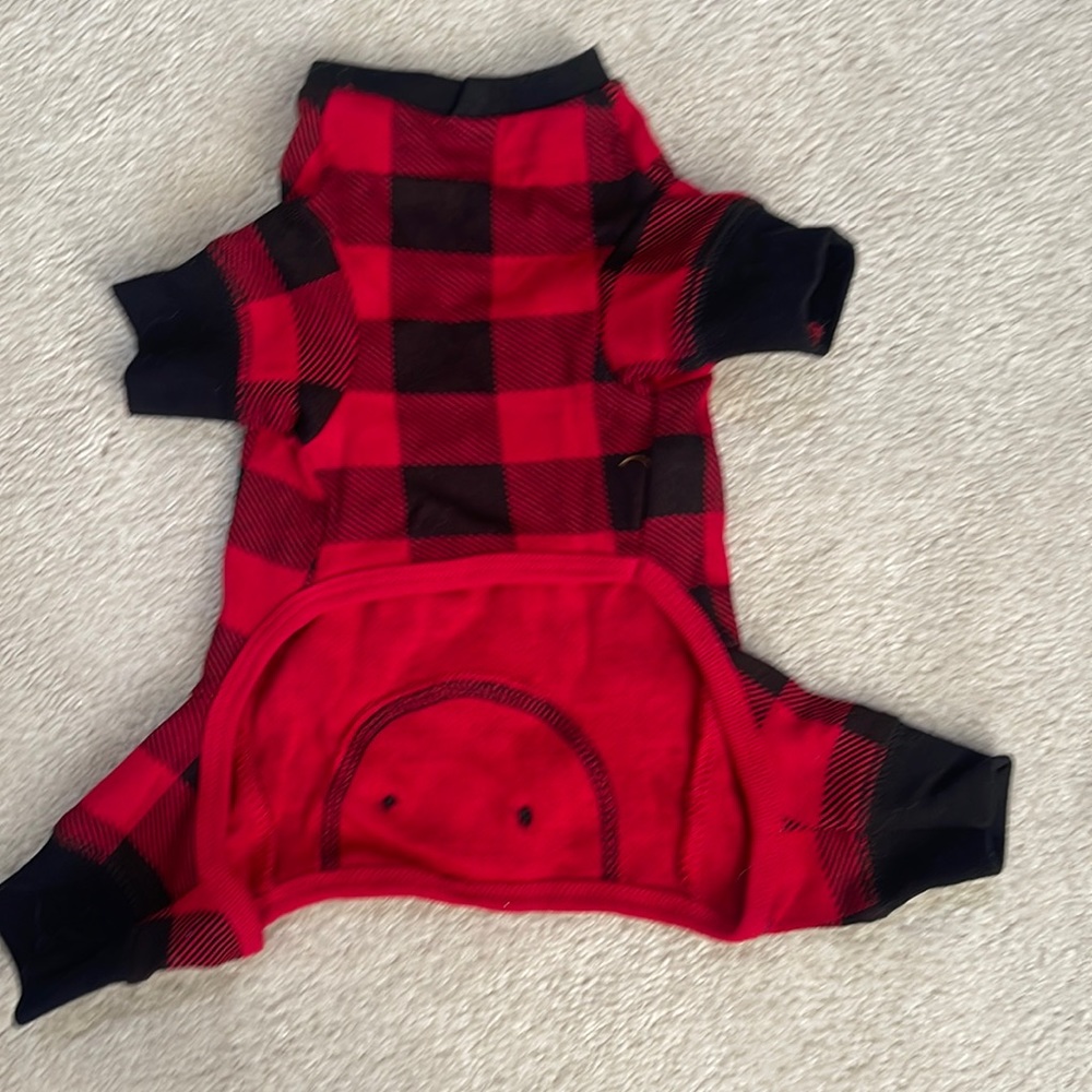 Small Lazy Bone red and black cat/dog onesie. Brand never never worn.